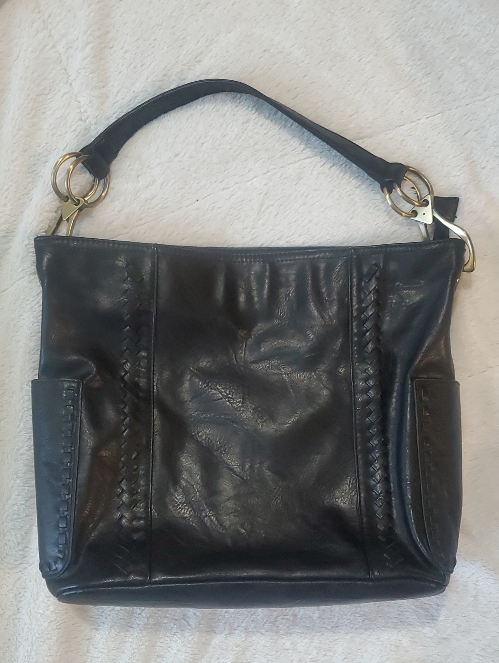 Classic Black Leather Shoulder Bag